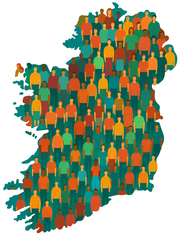 Ireland Map Filled With People